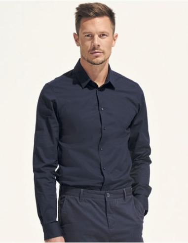 SOL-01426-Mens Long Sleeve Stretch Shirt Blake